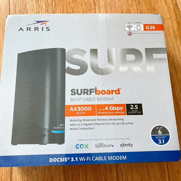 ARRIS - SURFboard DOCSIS 3.1 Multi-Gig Cable Modem & Wi-Fi 6 Router Combo - Picture 1 of 5